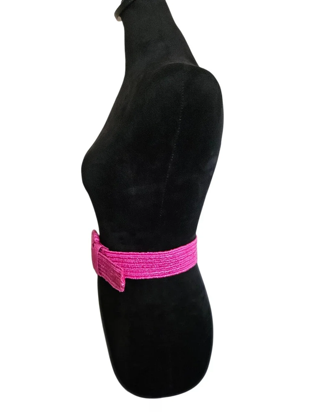 Vintage Women's Pink Raffia Strecth Statement Waist Belt Size S/M